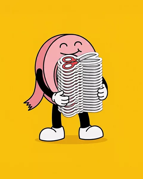 The mascot carrying a tall stack of printed sticker sheets