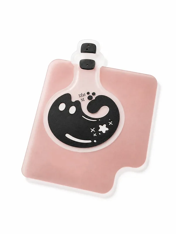 The potion-bottle sticker in flat Everyday Print: the black ink sits level with the film.
