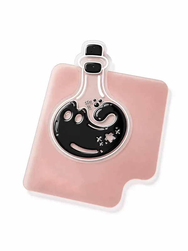 The same sticker in HD Emboss, the black ink glossy and domed under spot clear.